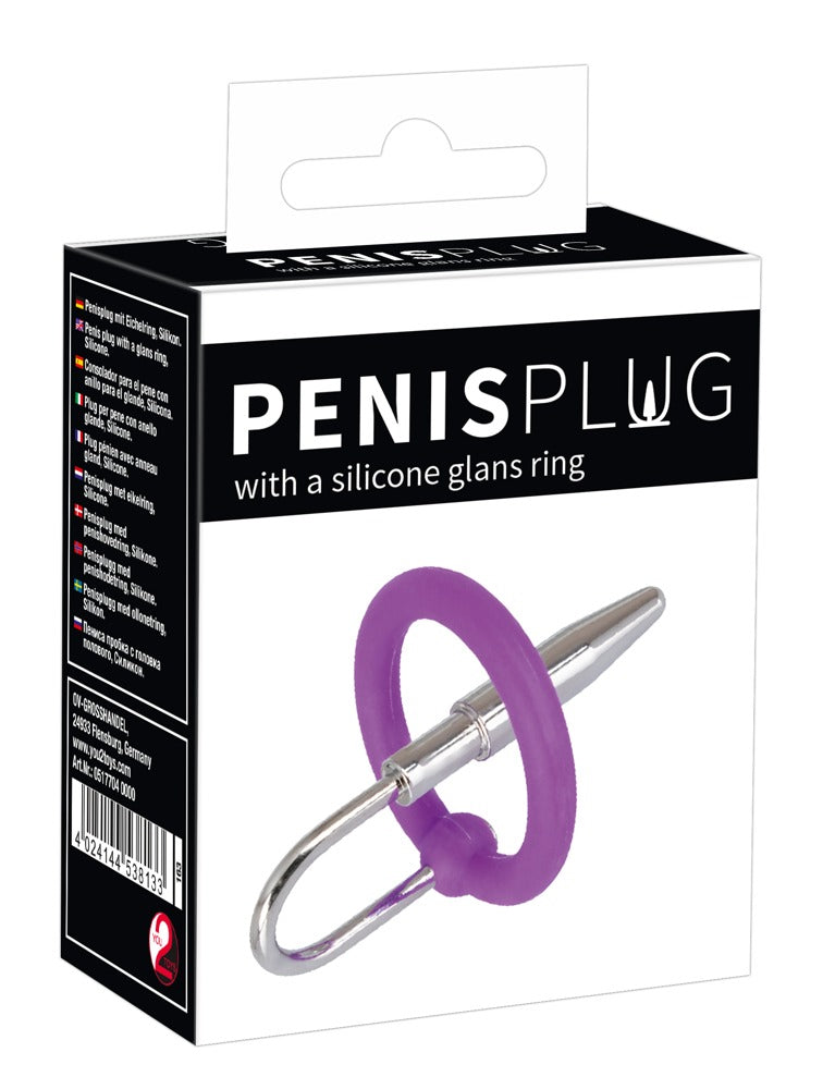 Penisplug with a silicone glans ring