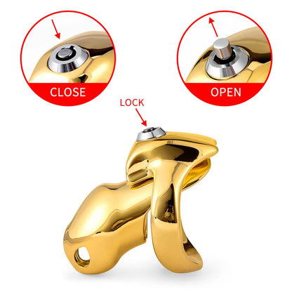 HTV5 Stahl Peniskäfig (24K Gold)– Smart-Lock-Funktion