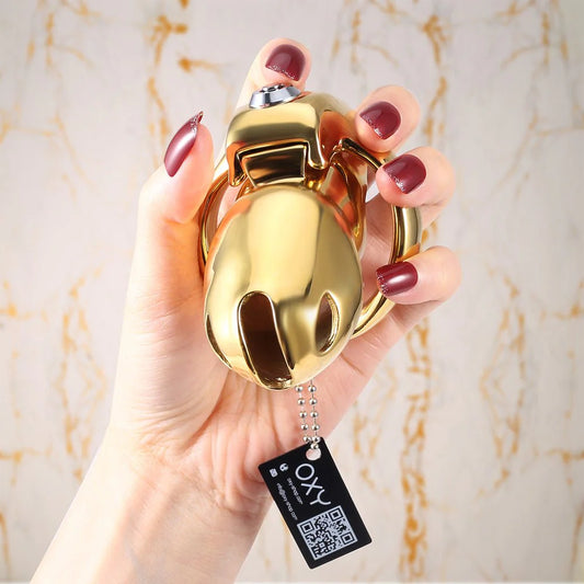 HTV5 Stahl Peniskäfig (24K Gold)– Smart-Lock-Funktion